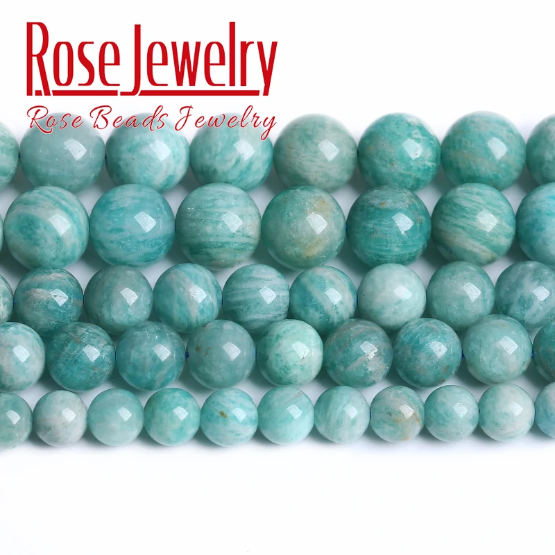 AAAAA Natural Amazonite Gemstones Beads Round Loose Beads For Jewelry Making DIY Bracelet Necklace Accessories 4 6 8 10 12mm 15\