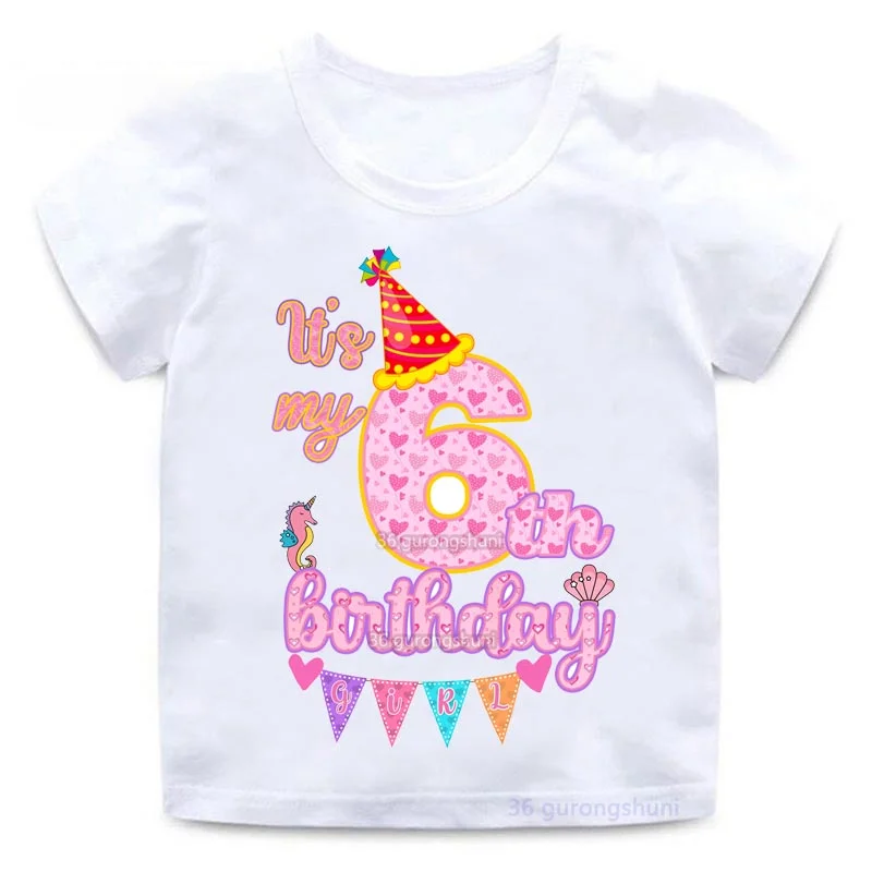 Футболка с героями мультфильмов для девочек на день рождения, футболка номер 2, 3, 4, 5, 6, 7, 8, графическая детская одежда для мальчиков с буквенным принтом, летняя с короткими рукавами