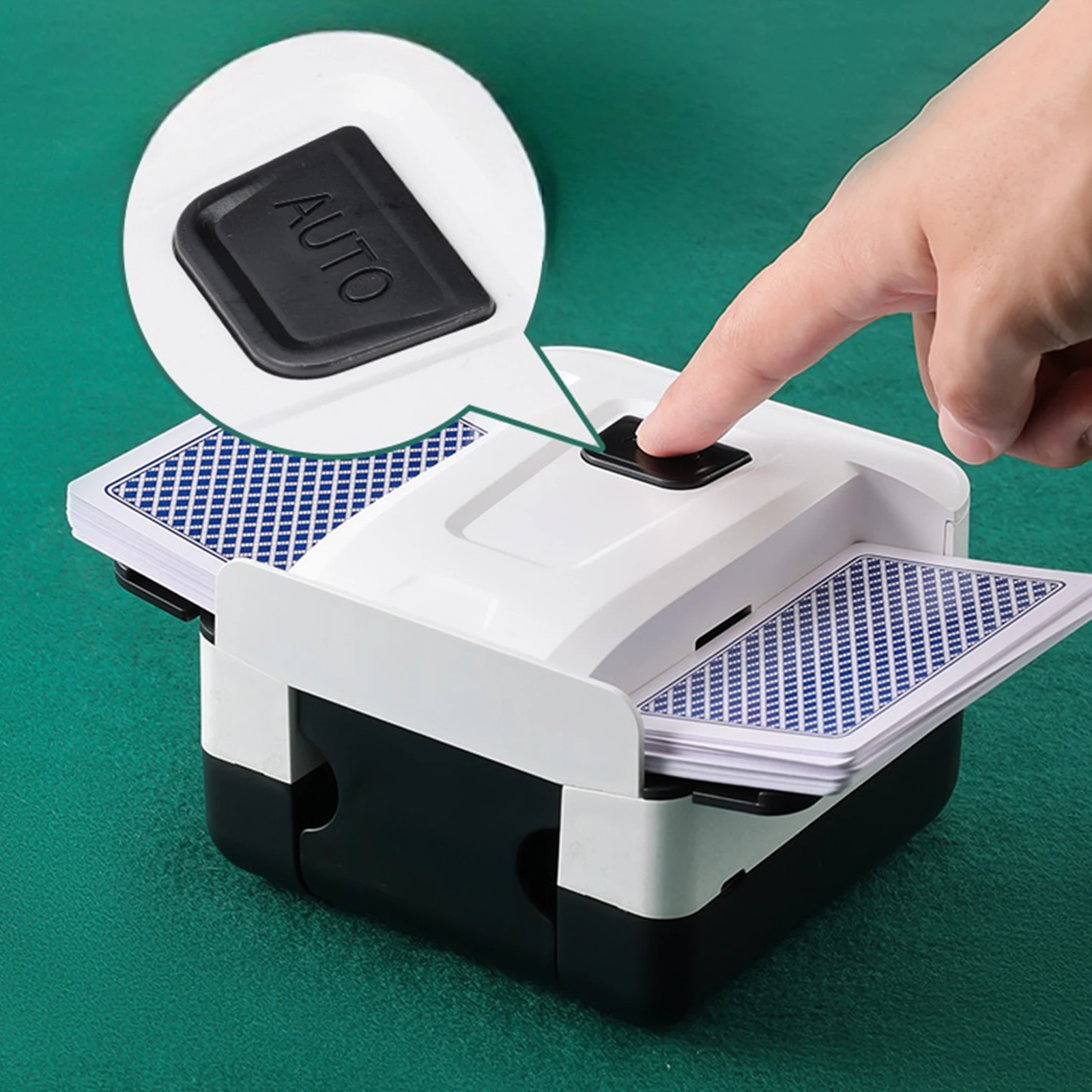 

Rechargeable Automatic Card Shuffler 1-2 Decks Electric Playing Shuffler Machine Low Noise for Poker Texas Blackjack Skip-Bo
