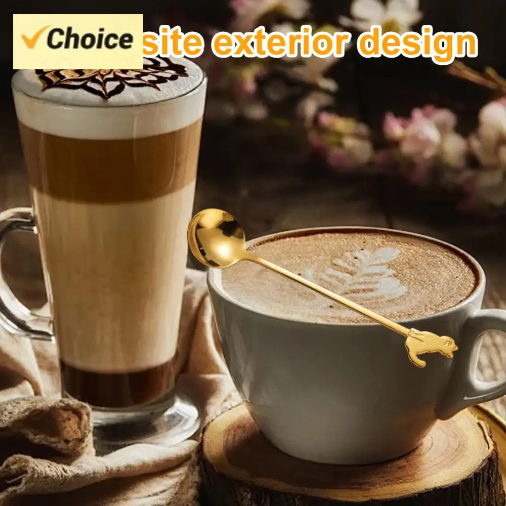 Cat Spoon Stainless Steel Teaspoon Ice Cream Dessert Spoon Cute Kitten Stirring Spoon for Coffee Tea Ice Cream Sundae
