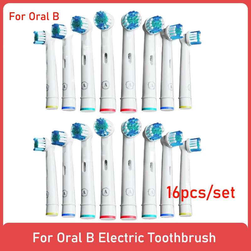 구강 B 음파 전동 칫솔 교체 브러시 헤드, 어드밴스 파워, 프로 헬스, 트라이엄프, 3D 엑셀, 바이탈리티, 세트당 16 개