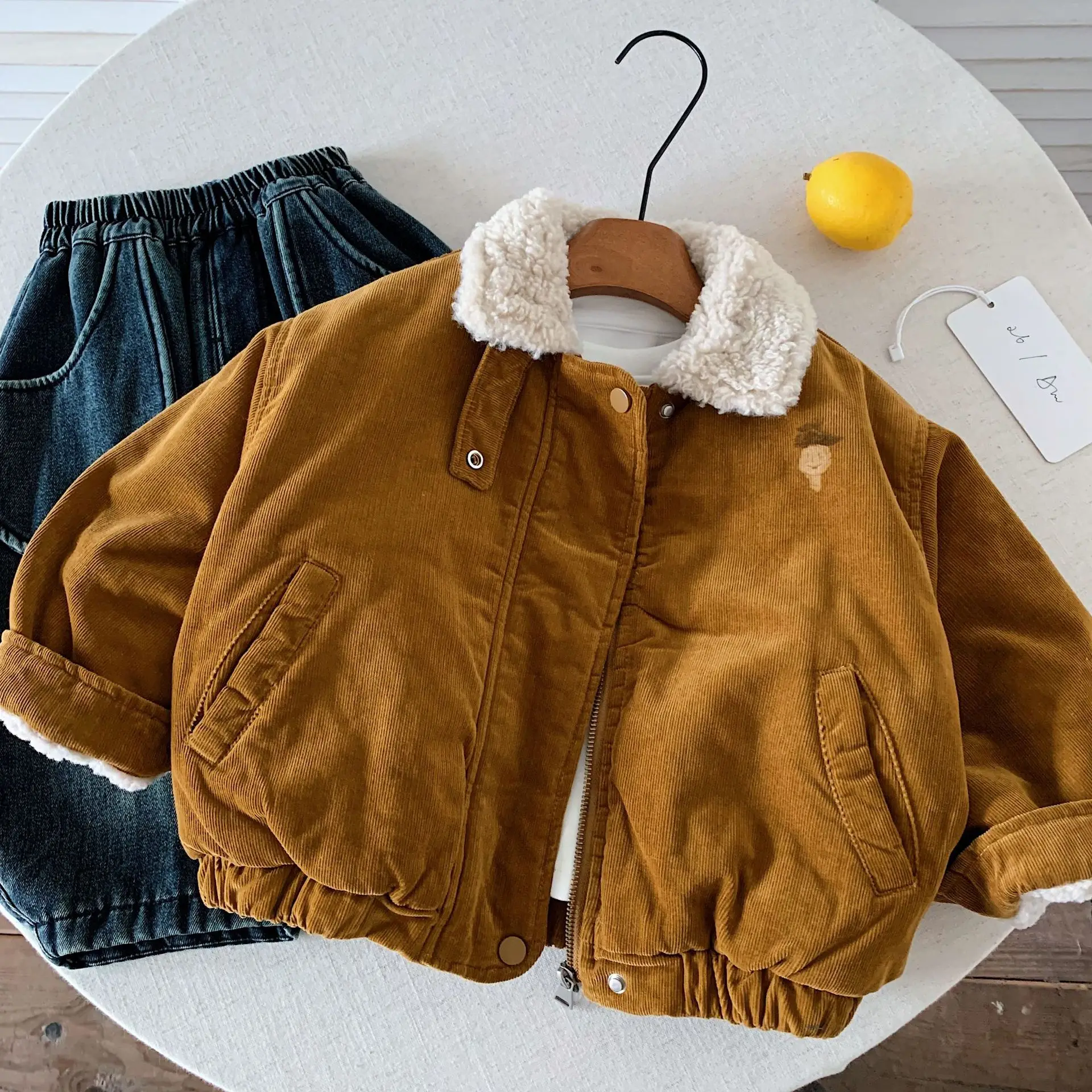 Children Cotton Jacket Boys Winter Outfit with Plush Korean Style Fashionable and Cool Versatile Winter Jacket