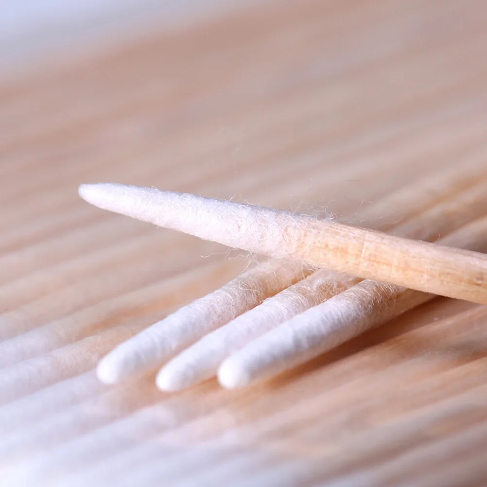 Tamponi di cotone usa e getta da 1000 pezzi Tampone di trucco in legno Detergente per ciglia Strumento cuspide per tatuaggi Tamponi di cotone