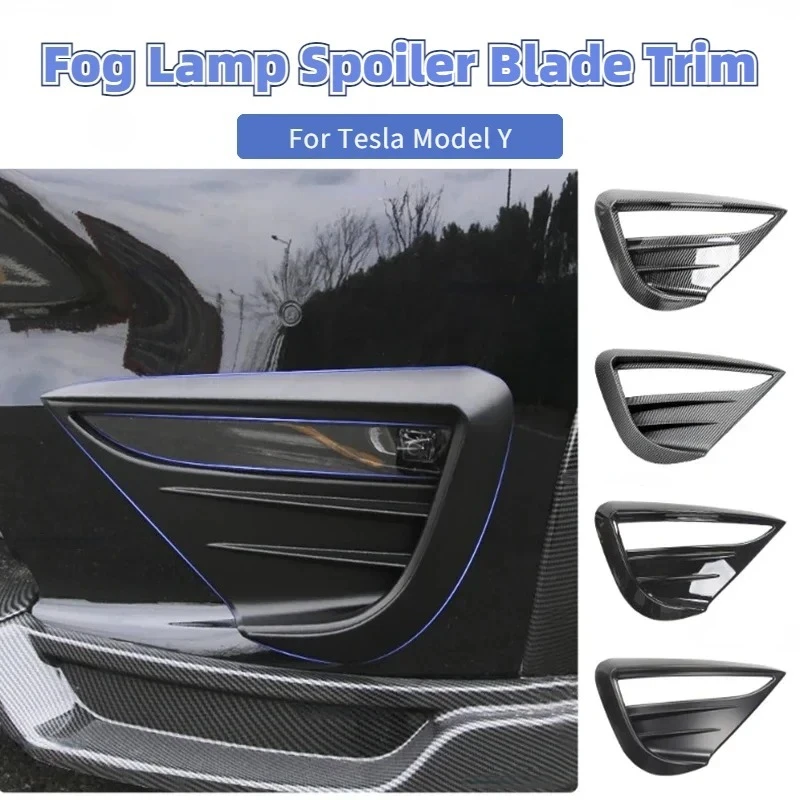 

Fog Lamp Spoiler Blade Trim for Tesla Model Y 2024 Protective Cover Woof Tooth Wind Knife ABS Decoration Sticker Car Accessories