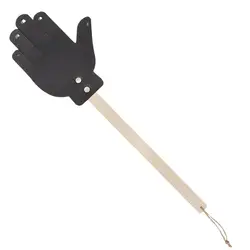 Leather Fly Swatter Hand Shape PU Leather Household Fly Swatter with Lanyard Wooden Handle Fly Swatter Indoor Fly Swatter