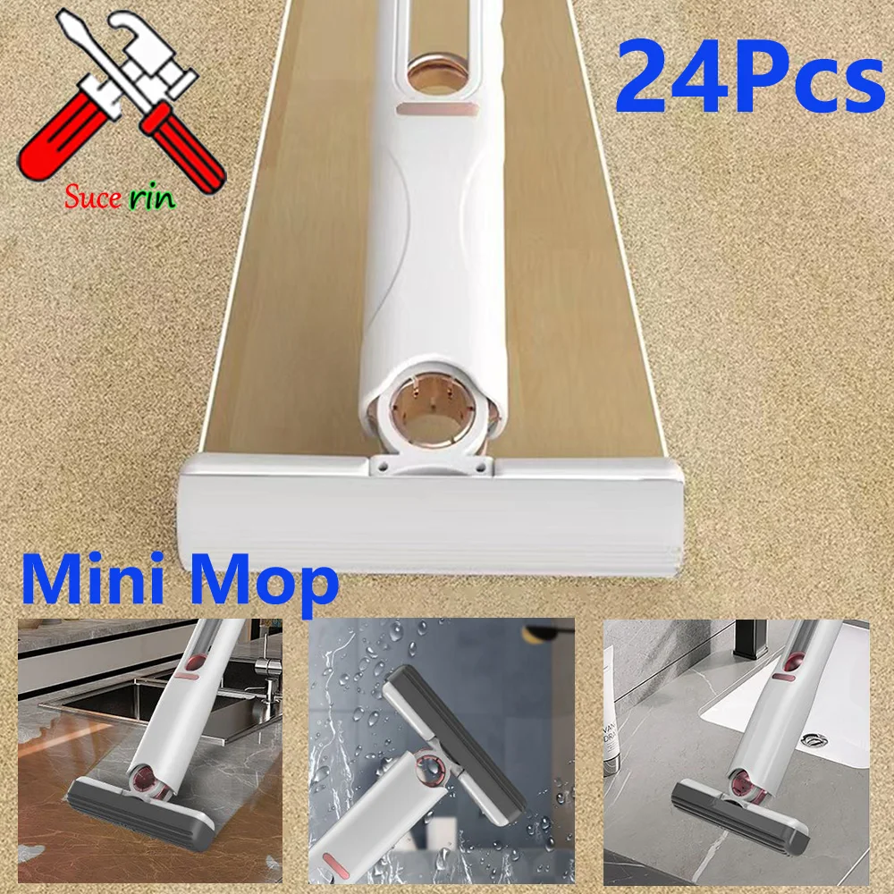 2-20Pcs Mini Mop Squeeze Mini Mop Folding Home Cleaning Mops with Self-squeezing Floor Washing Mops Desk Kitchen Car Clean Tools