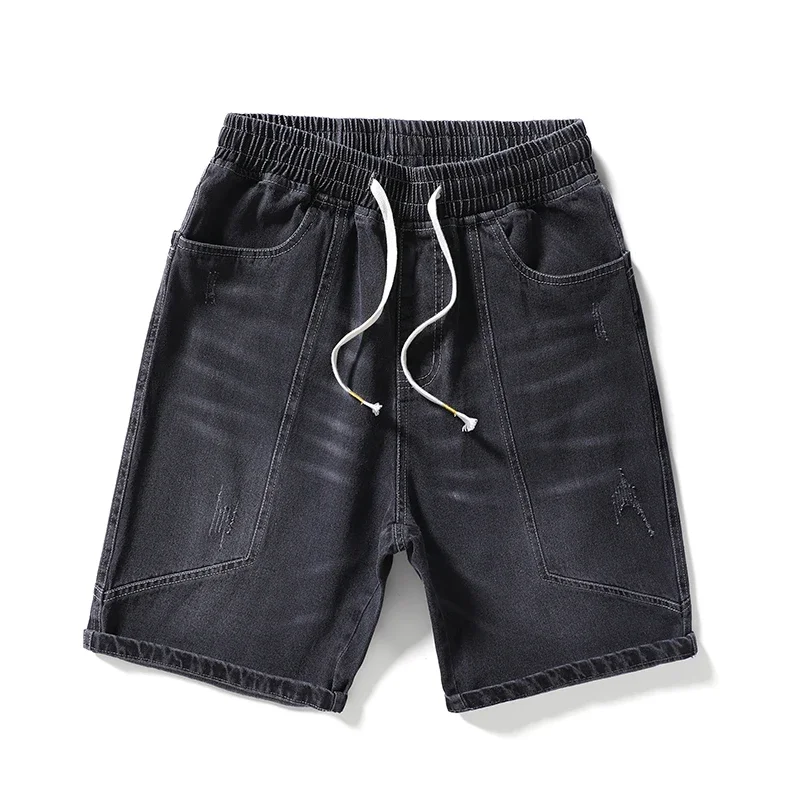 

Summer Big Size Short Men Casual Plus Size Large Black 5 Loose Denim Shorts 8XL Breeches Jean Knee Shorts Pants Y2k 5XL 7XL Blue