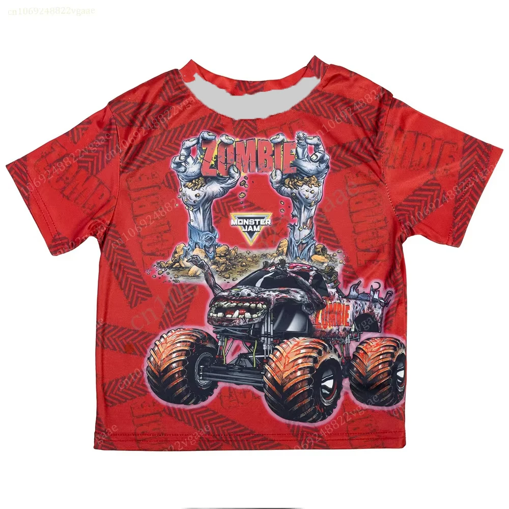 Summer Monster Trcuk Men T Shirt Kids Boy Tee Jam T-shirt Oversized Costume Short Sleeve Tops Children's Girls Car  Men Clothing