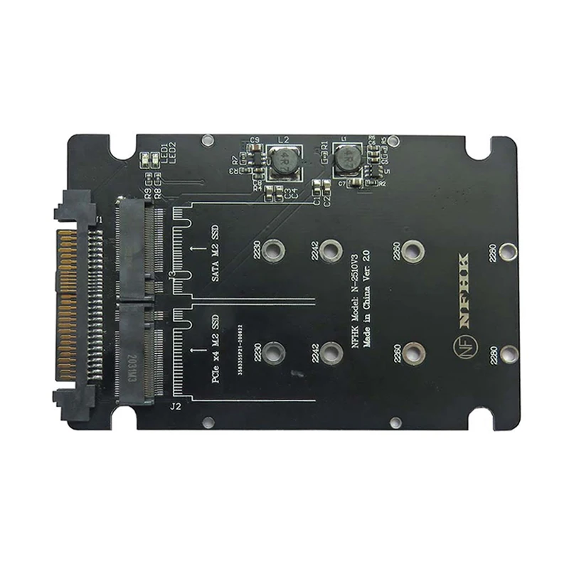2in1 M.2 NVMe + M.2 SATA NGFF SSD to PCI-e U.2 SFF-8639 Adapter NVME Adapter PCIe M2 Converter Card Riser M.2 SSD to U.2 Adapter