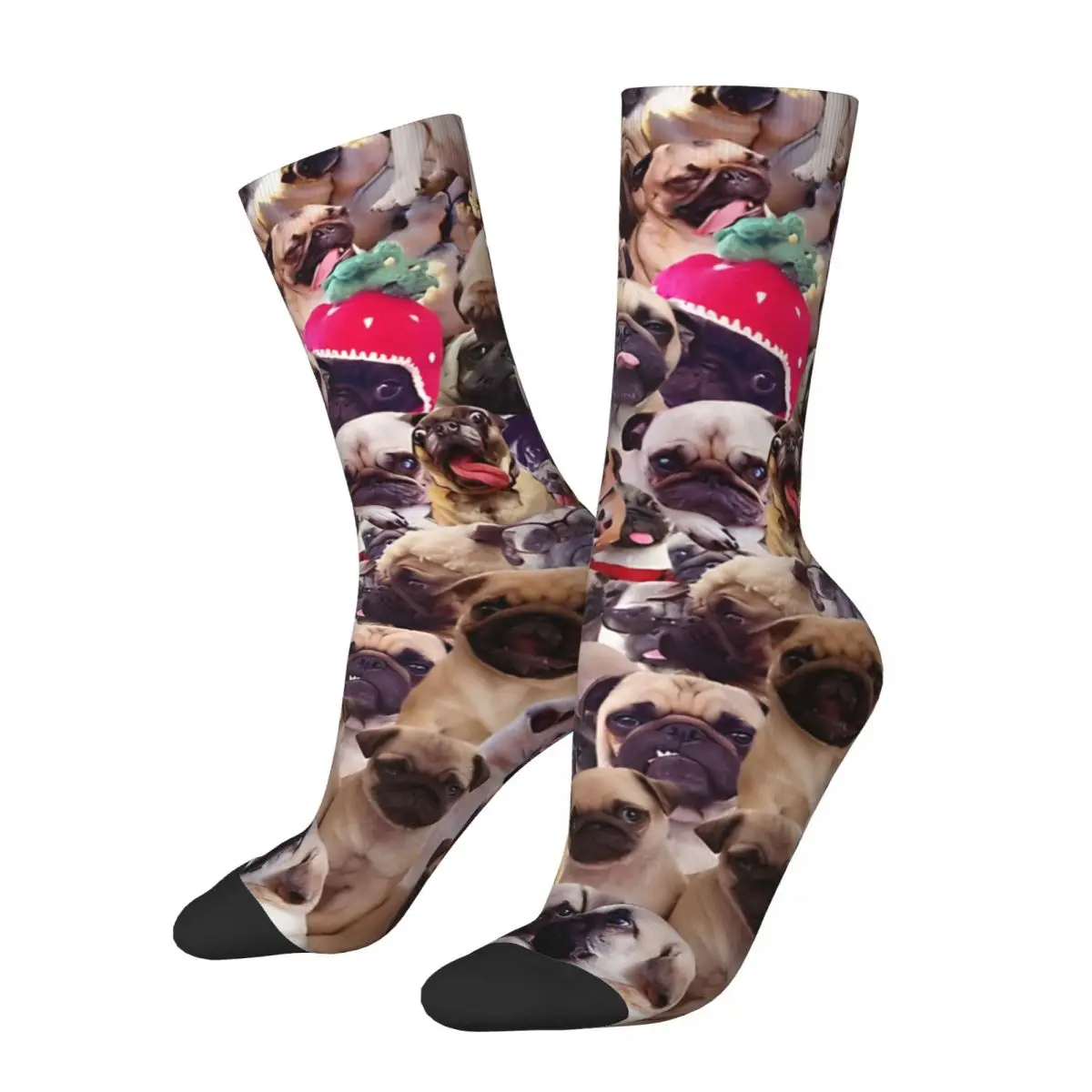 Crazy compression Pugs, Pugs, Pugs Sock for Men Vintage Seamless Pattern Crew Sock Casual