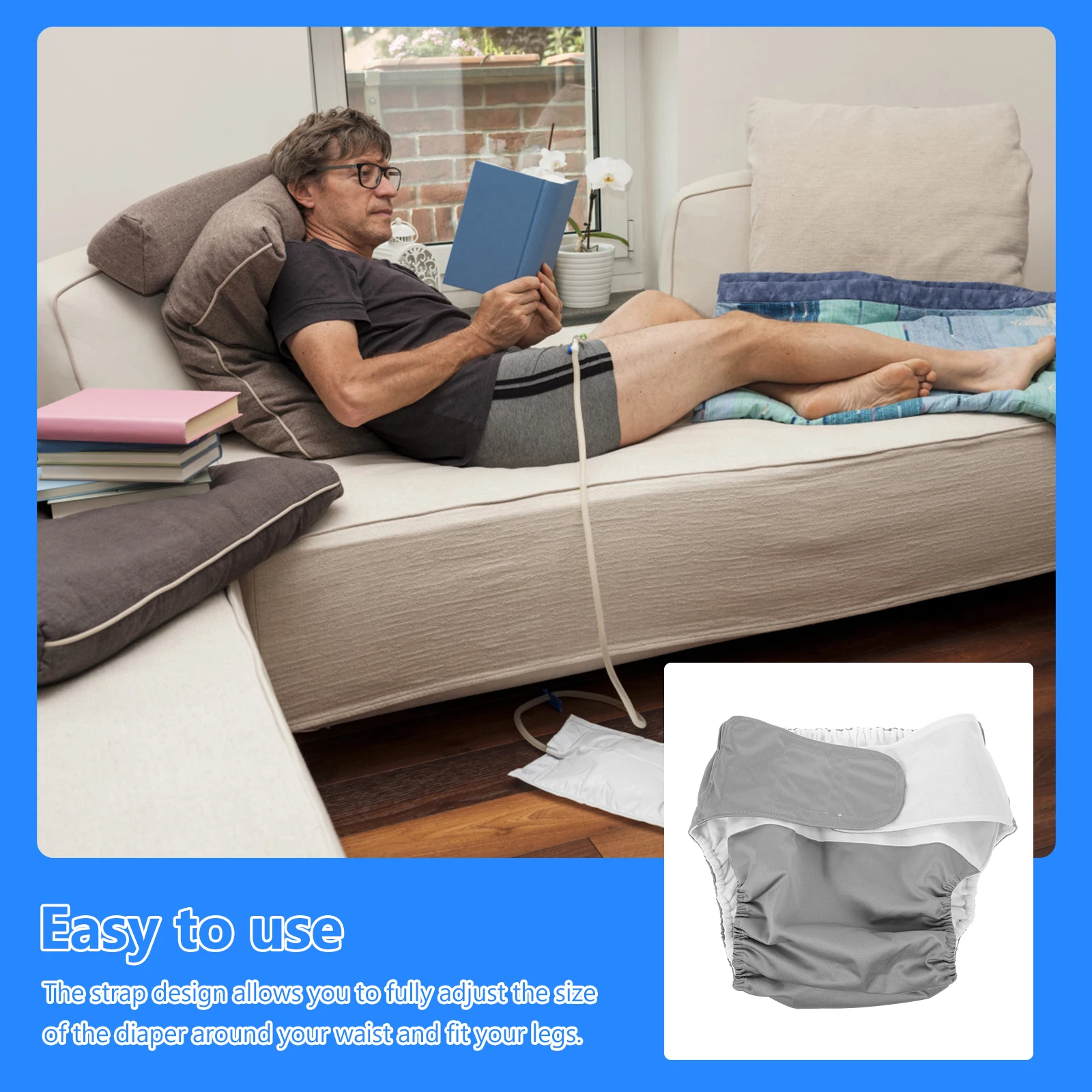 

Reusable Adult Diapers Incontinence Pants Comfortable Anti leak Washable Nappy Elastic Waist Adjustable Straps Postpartum