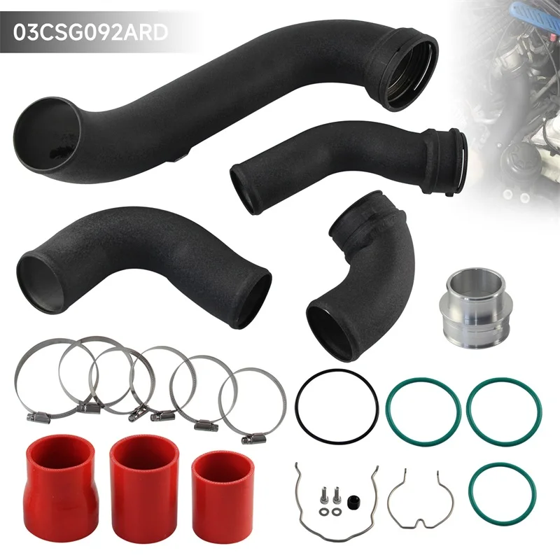 Aluminium Super Charge Pipe Kit Voor BMW N55 E8X E9X E82 E88 E90 E91 E93 135i 335i 1-Serie 3.0 Turbo 2006-2015 Zwart/Rood Rimpel