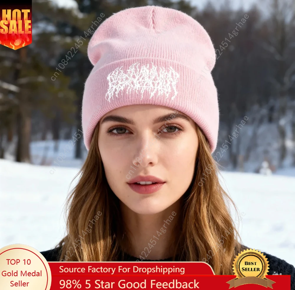 

1pc'Blood Curse' Acrylic knitted beanie, outdoor headwear accessory, windproof and warm ski hat, 100% acrylic, slightly elastic