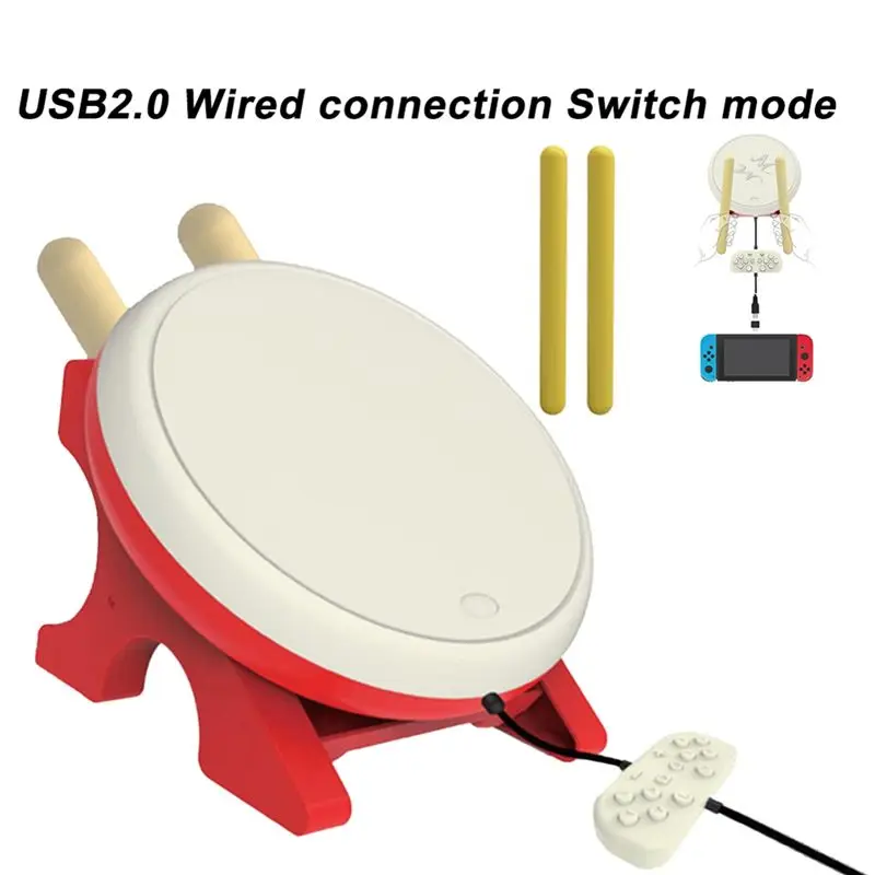 B31B Taiko Drum Controller for Switch Game Console, with Drum Sticks for Taiko No Tatsujin, USB Wired