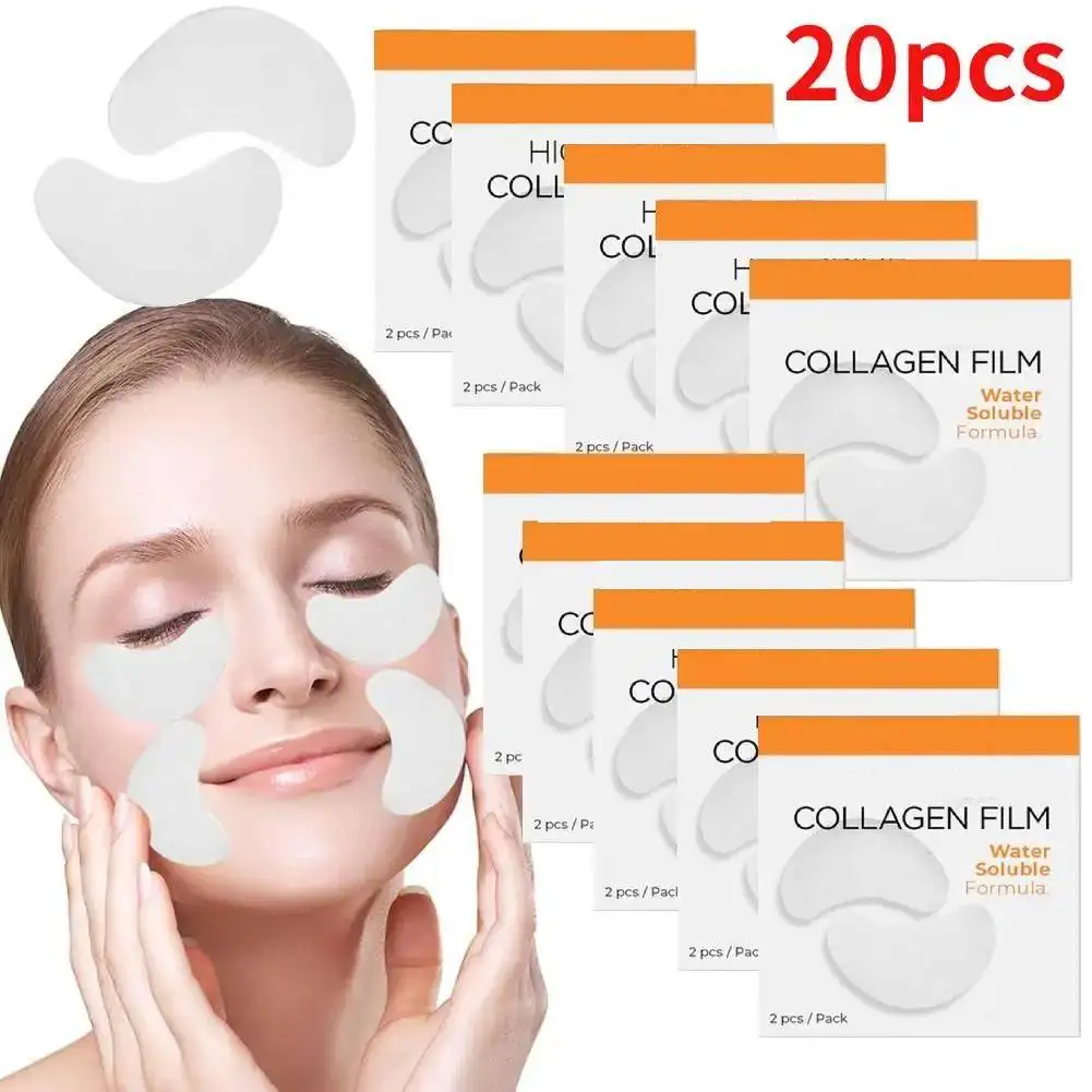 20Pcs Collagen Film Water Soluble Formula Anti Dark Circles Patch Eyes Collagen Solid Essence Pastes