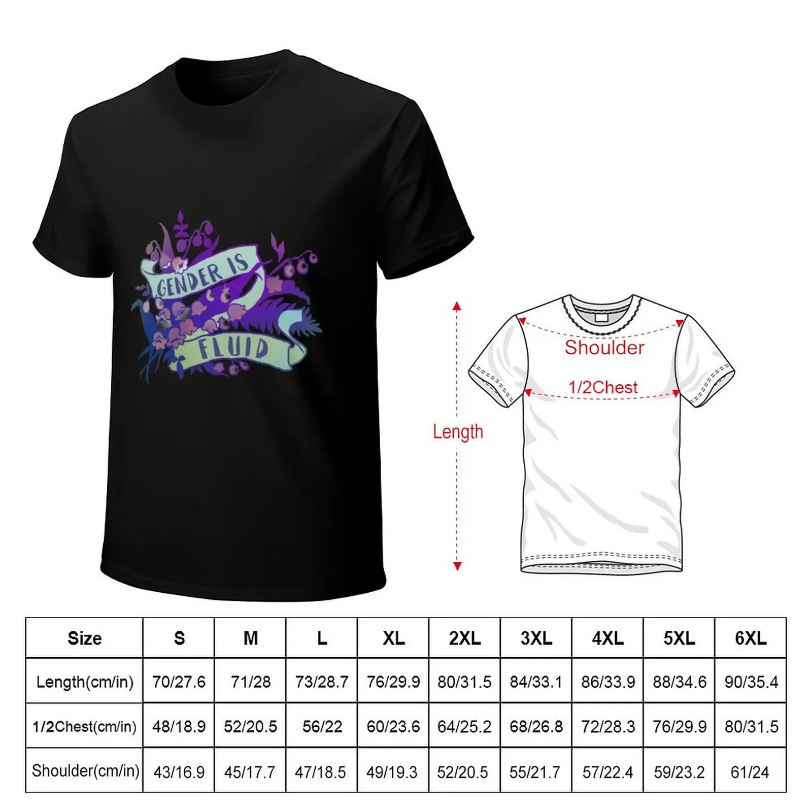 Gender Is Fluid T-Shirt Trendy Print Short Sleeve T-Shirt