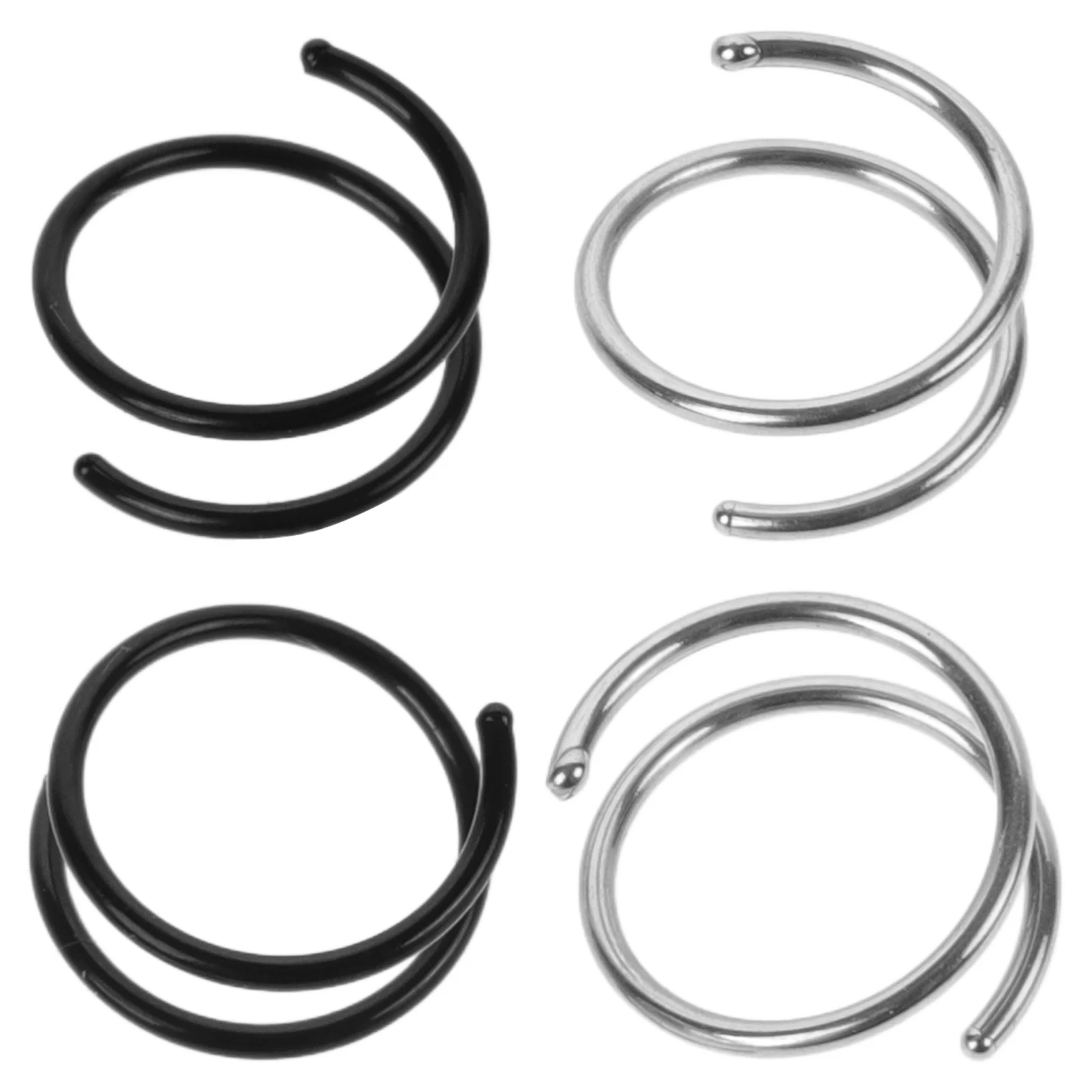 4 stuks dubbele spiraal neusringen roestvrij staal hypoallergene neus sieraden voor vrouwen trendy dansvoorstelling decor
