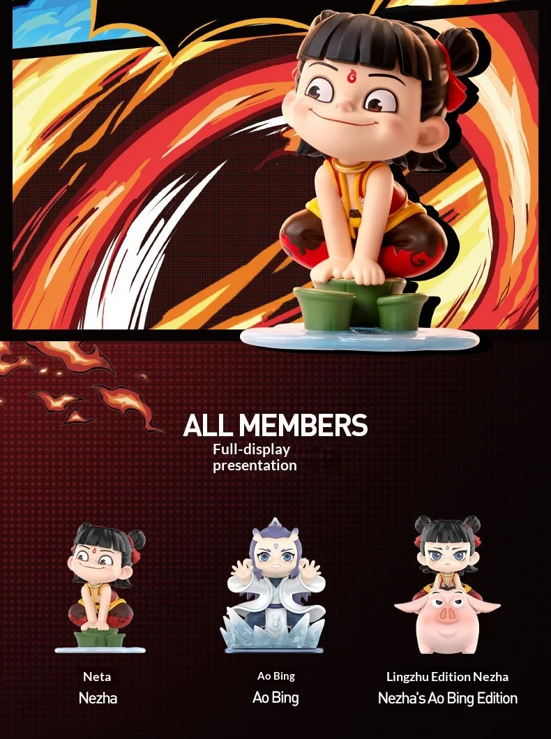 Echte POPMART Ne Zha The Devil's Sea Classic Character Series Figur Blind Box Anime Desktop-Dekoration Ornament Geschenk für Sammler – Detail 2