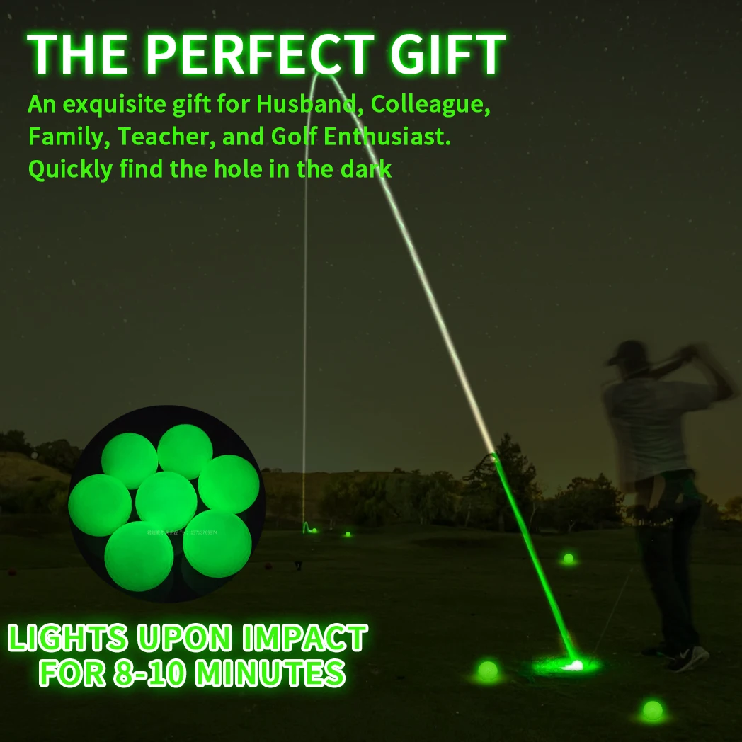 Caiton Glow Golf Balls for Night Sports，Tournament Fluorescent Glowing in The Dark Golf Ball，Long Lasting Bright Luminous Balls