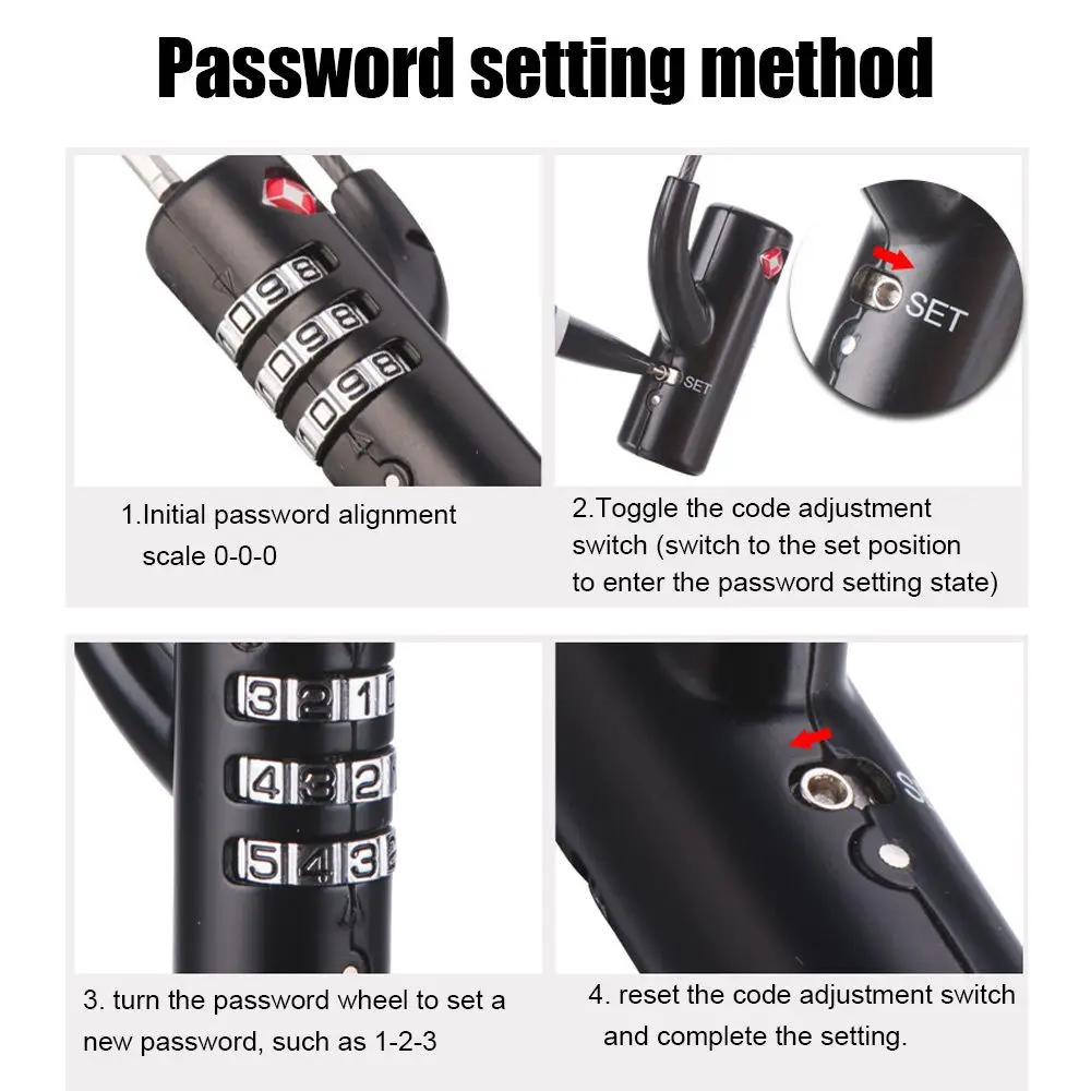 High Security Portable Cable Luggage Lock Customs Code Lock TSA Customs Lock Padlock with Steel Cable Combination Lock