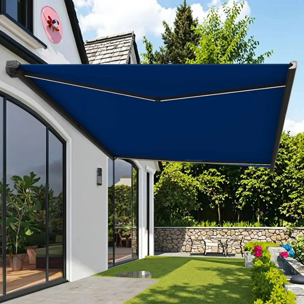 Large Size Outdoor Coffee Shop Sunshade Suitable for Household Parking Rain Proof Canopy Retractable Full Cassette Awning