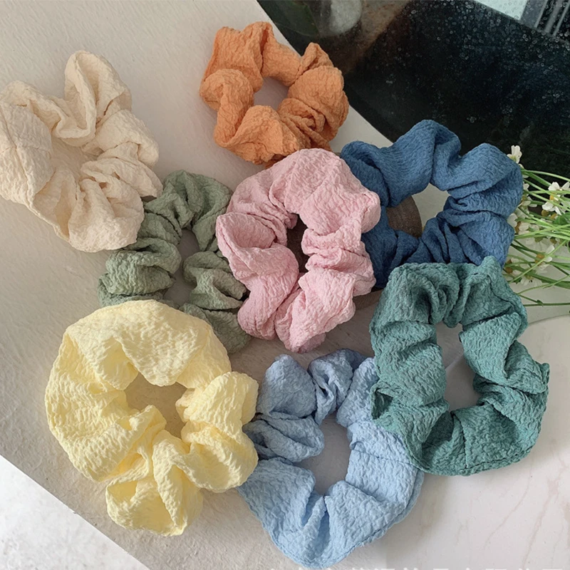 Women's Scrunchies Solid Color Hair Bands Elastic Hair Rope Women Ladies Sports Dancing Ponytail Holder 8Color Fashion Hair Ties