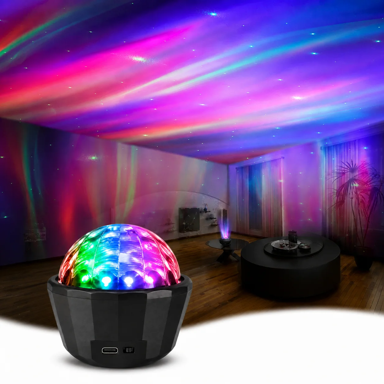Aurora Projector Light, Northern Lights Effect RGB Galaxy Lamp, Color Changing LED Night Light with Ocean Wave Projection for Be