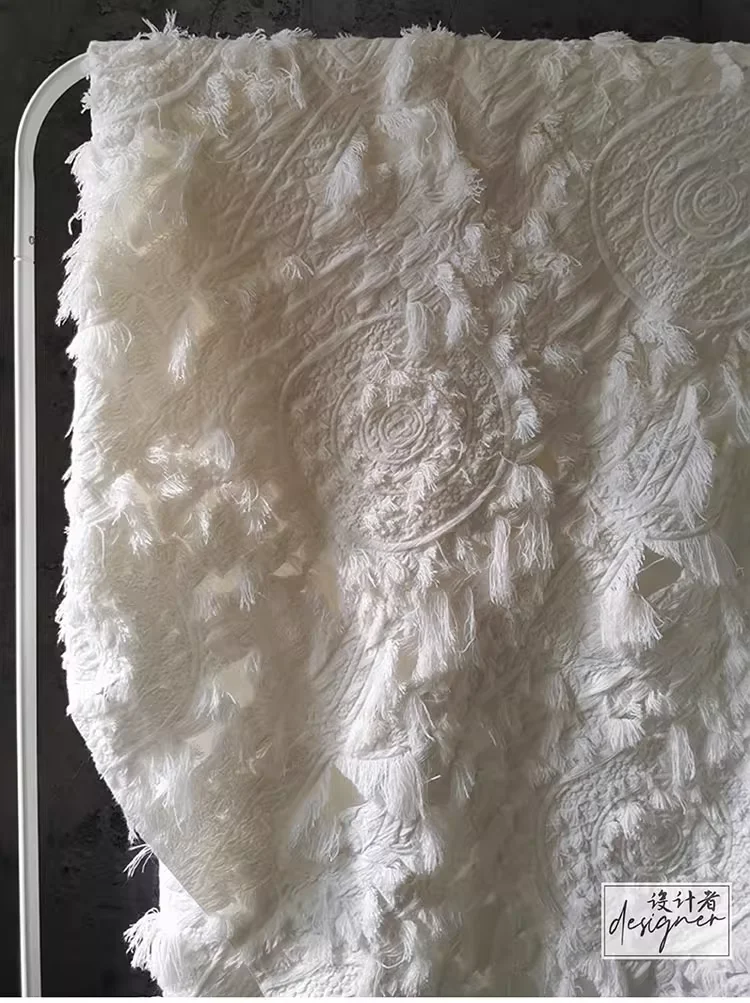 

Текстура серии/Яркая луна, черно-белое однотонное жаккардовое платье с бахромой, платье для тяжелой промышленности, свадебное платье, домашняя ткань для подушек