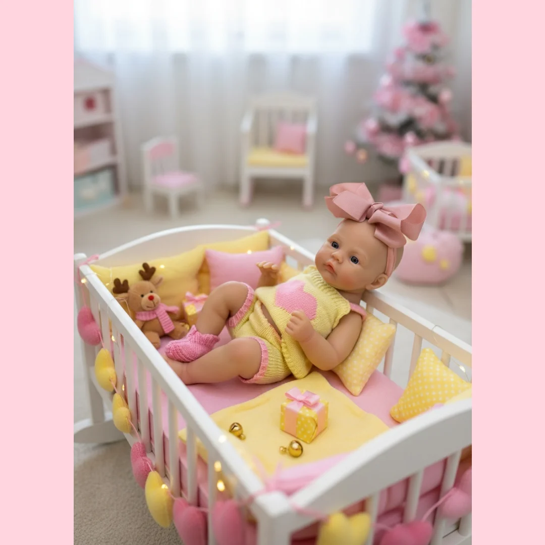 13Inch Can Open Mouth Meadow With 2 Clothes Solid Silicone Bebe Reborn Girl  Painted Skin Handmade Lifelike Newborn Baby Dolls