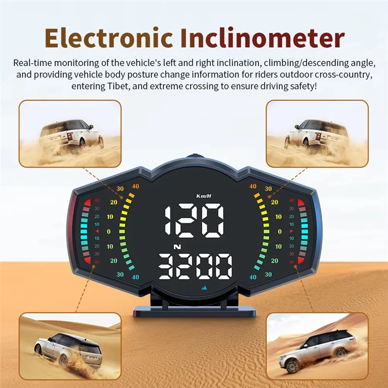 

Precisionn Car GPS Speedometer Head Up Display Speed Alarm HUD Compass Car Electronic KMH MPH Gauge Meter For All Vehicles