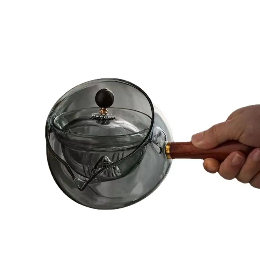 Heatable Glass 360 Degree Rotating Teapot Heat Resistant Transparent Fair Cup Large with Handle Boiling Teapot Tea Filter