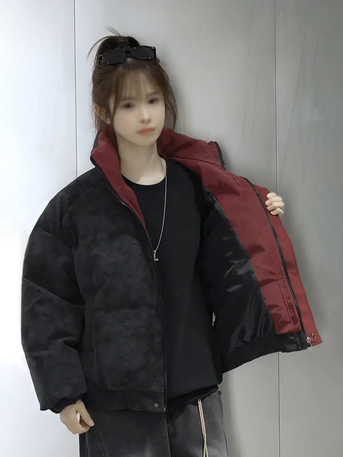 

Американская матовая куртка-пуховик из искусственной кожи с эффектом тай-дай для мужчин и женщин, зимняя, модная, премиум-класса, укороченная, в стиле бомбер