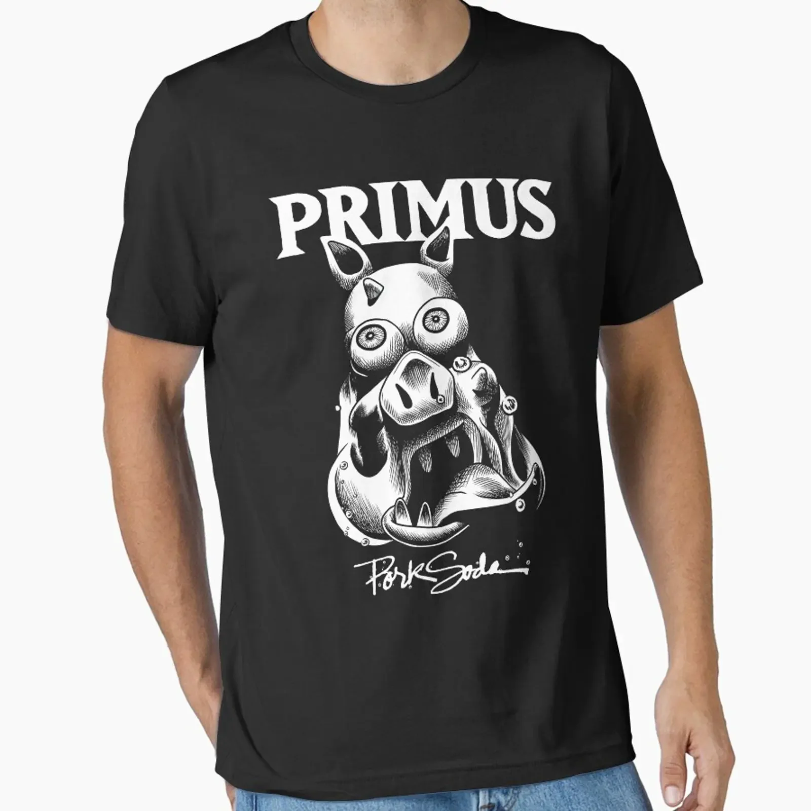 Pork Soda Primus designed and sold by Terryhaynezza vintage Washed graphic homme Versatile streetwear fashion Stretched