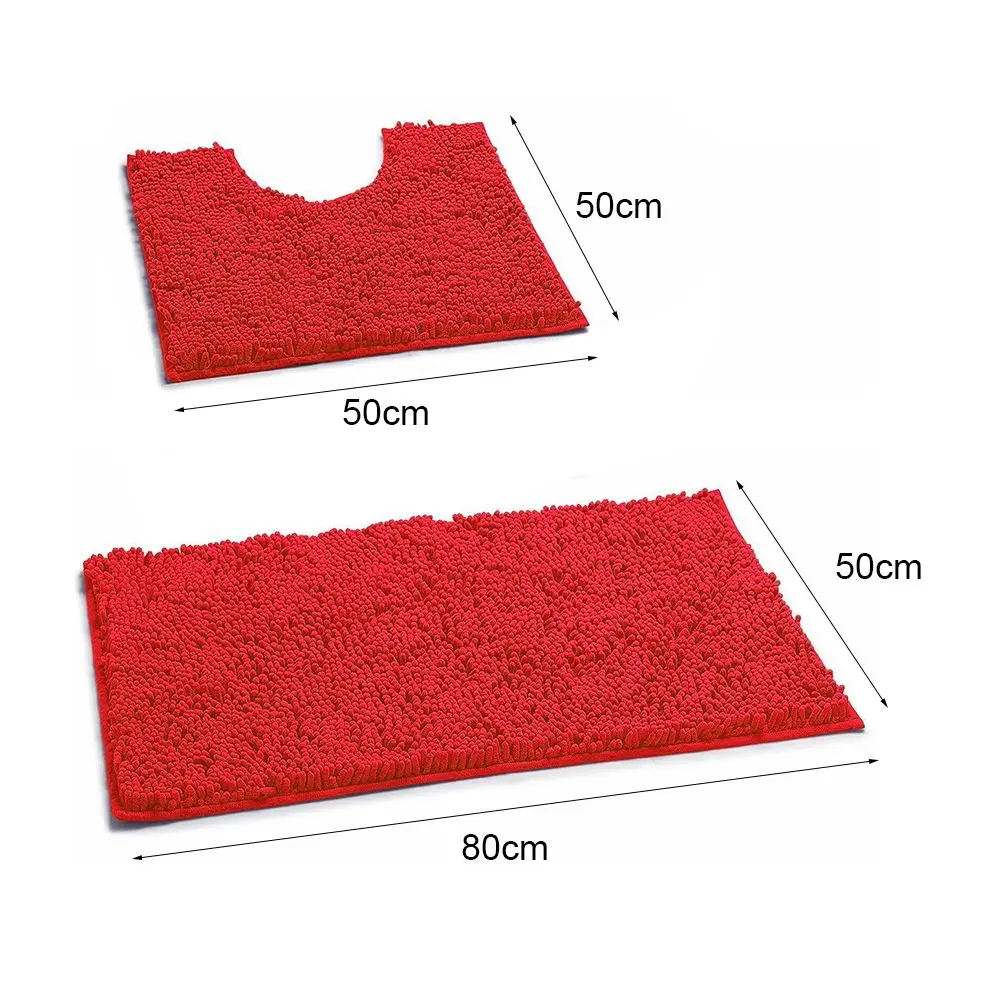 1/2pcs High Quality Colorful Washable Anti Slip Bathroom Mat Set Bath Mats Pedestal Rug Chenille Bathroom Supplies Home Decor