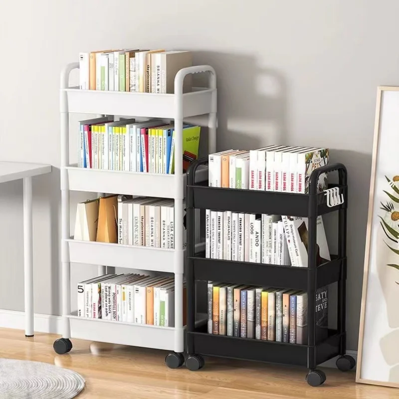 Kitchen storage rack with wheels, multi-level snack mobile rack, bathroom, baby bedroom, books