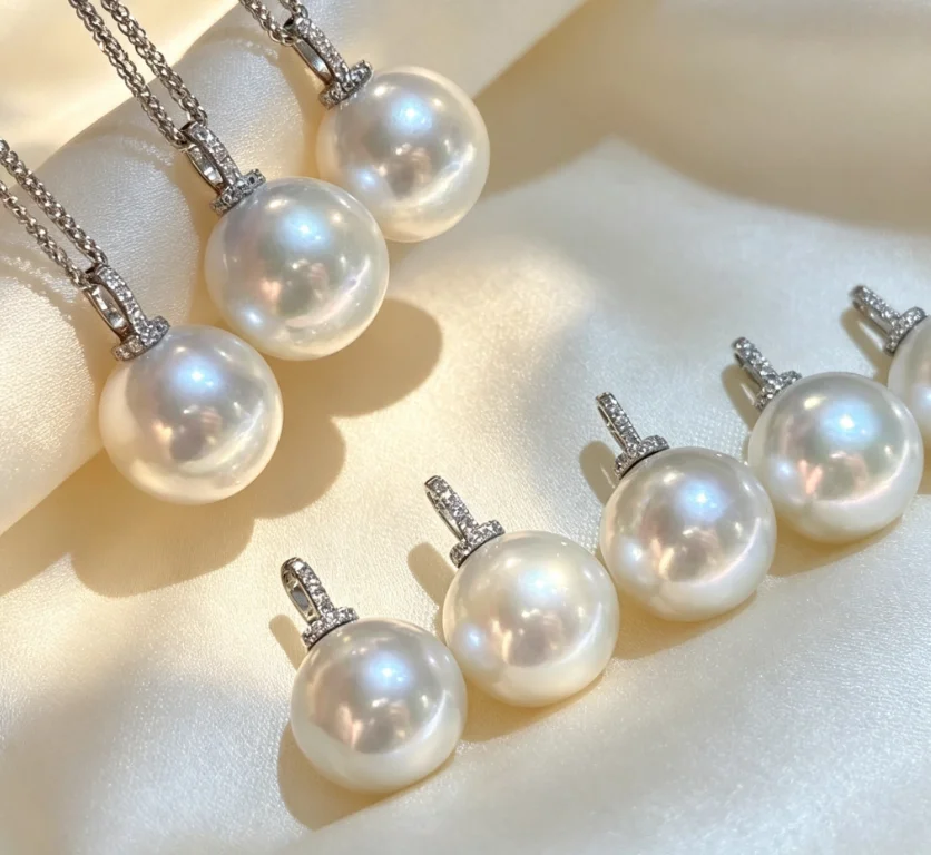 Certified 925 Silver Natural Freshwater White Edison Pearl 12-13mm Pendant Necklace Elegant Round Basic Layer Chain High Jewelry