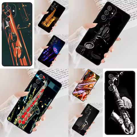 Saxophone Music Phone Case For Samsung Galaxy S24 S23 S22 S21 Ultra S10 Note 10 Pro S20 Plus FE S9 S8 Cover