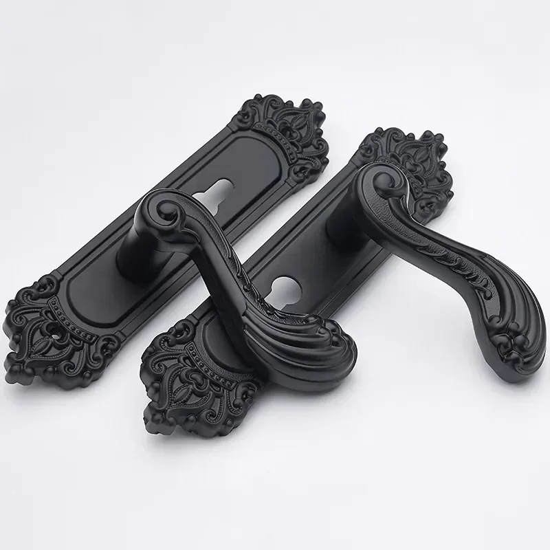 Indoor Antique Door Lock Zinc Alloy Solid Wood Door Handle Hardware Black Apartment Door  Home Hardware Deadbolt