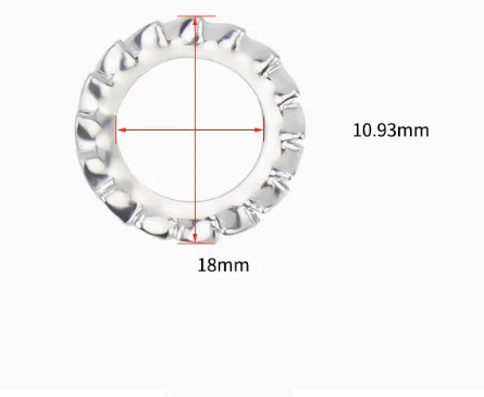 50PCS M10 Bolt Base Internal Toothed Shakeproof Washers Tooth Lock Shake Proof Washer