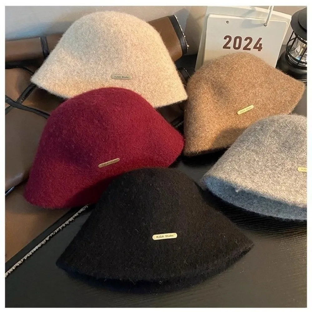 الشتاء الدافئة الصوف مزيج صياد قبعة سميكة يندبروف قبعة دلو قبعات حوض بلون قابلة للطي