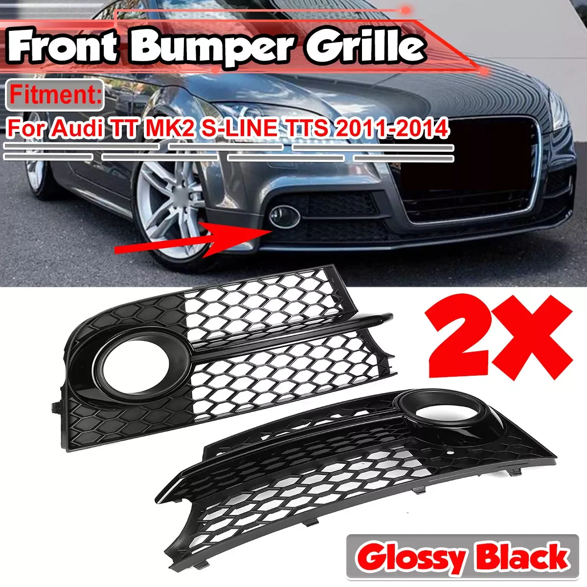 

2X Car Front Grille Honeycomb Grille Cover Mesh Grill For Audi TT MK2 S-LINE TTS 2011-2014 8J0807681KT94 Fog Light Grille Cover