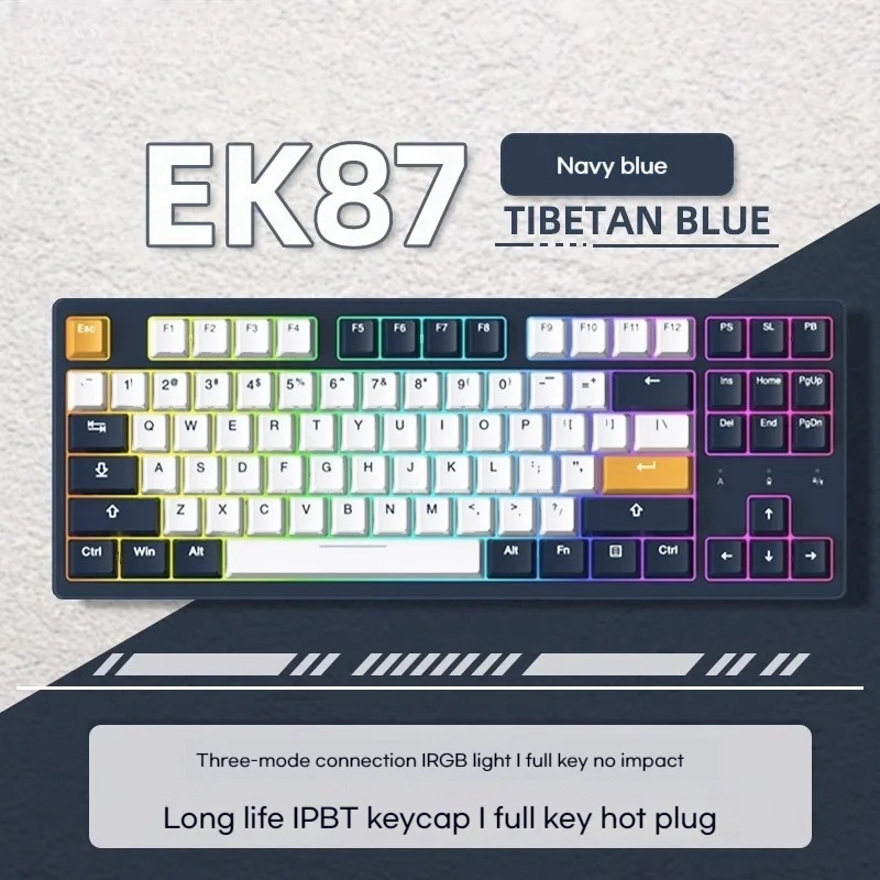 

Ek87 Wireless Gaming Keyboard With 87 Keys Type-C Socket Rgb Full Key Hot Swappable Suitable For Esports Players' Office Work