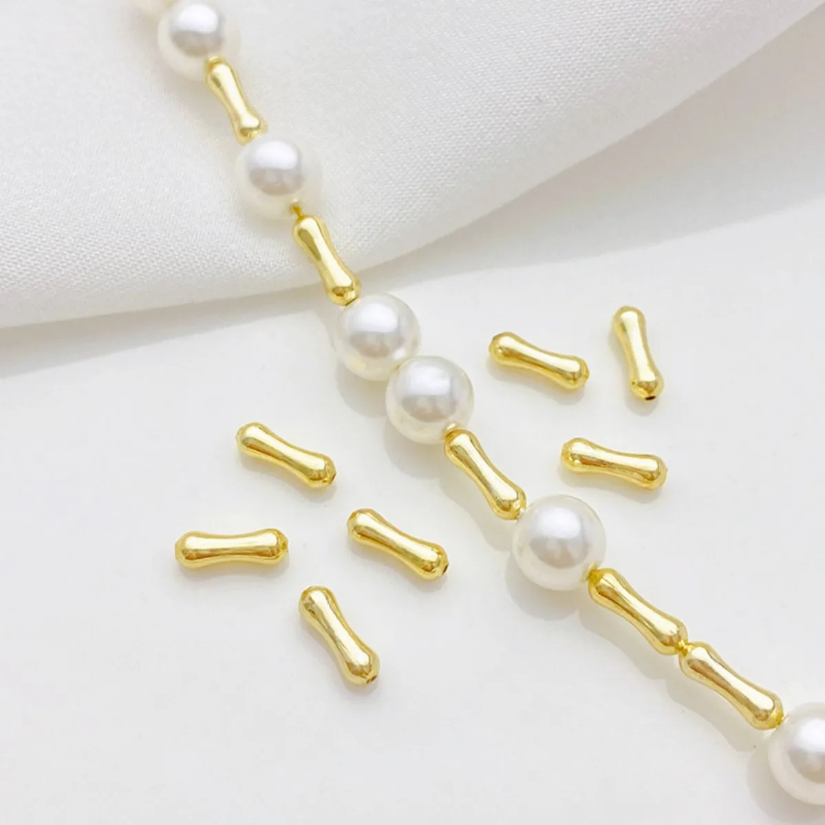 14K Gold Plated Color Retention Bone Shape Waist Through Hole Spacer Beads DIY Bracelet Necklace Jewelry Making Supplies