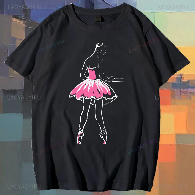 Ballet Practice Printed T-Shirt Short Sleeve Funny Halloween T Shirt Hippie Cute High Quality Cotton Tees Art Women Clothing