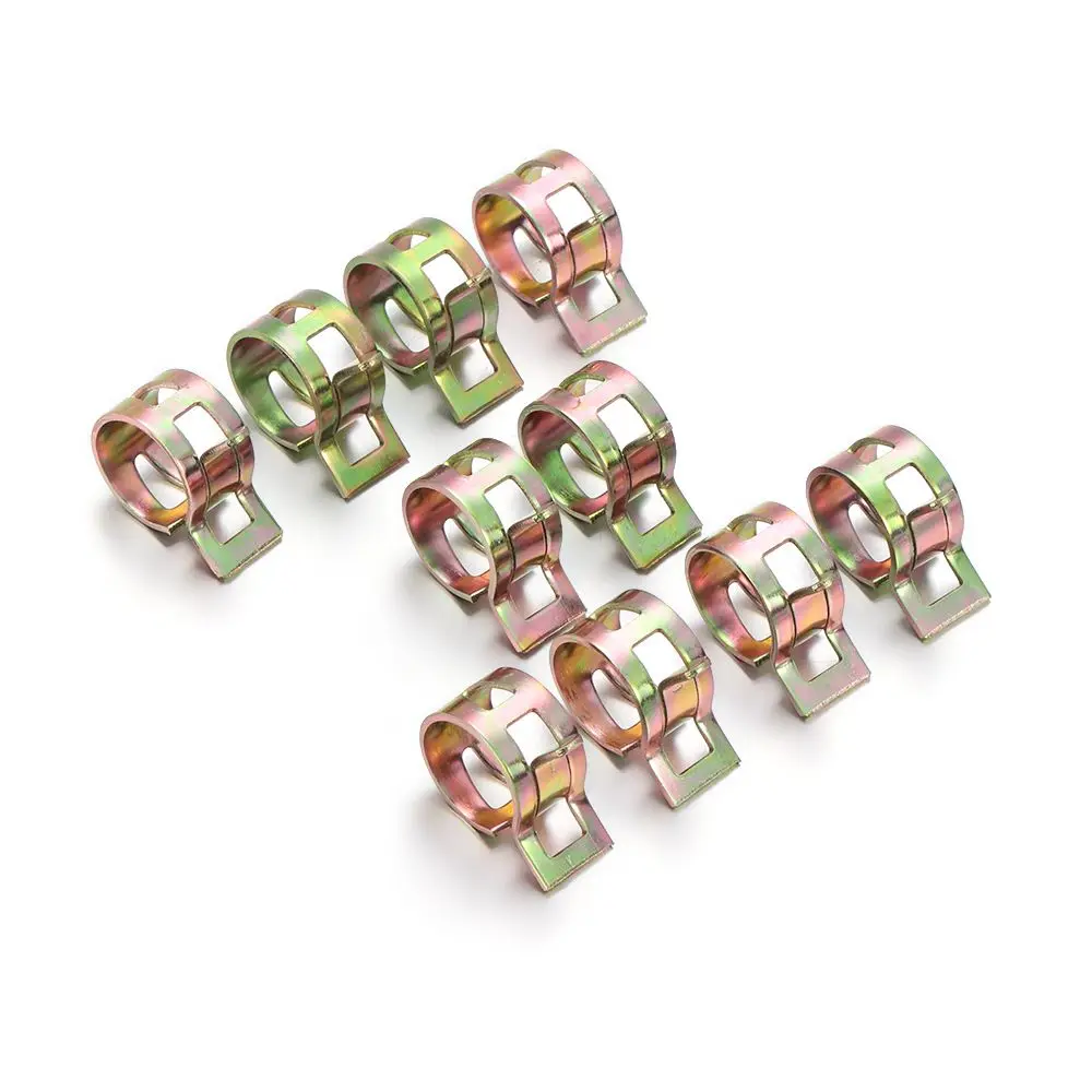 10Pcs High Quality Galvanized 5-16mm  Fuel Oil Line Water Hose Pipe Tube Clamp Fastener Spring Clips