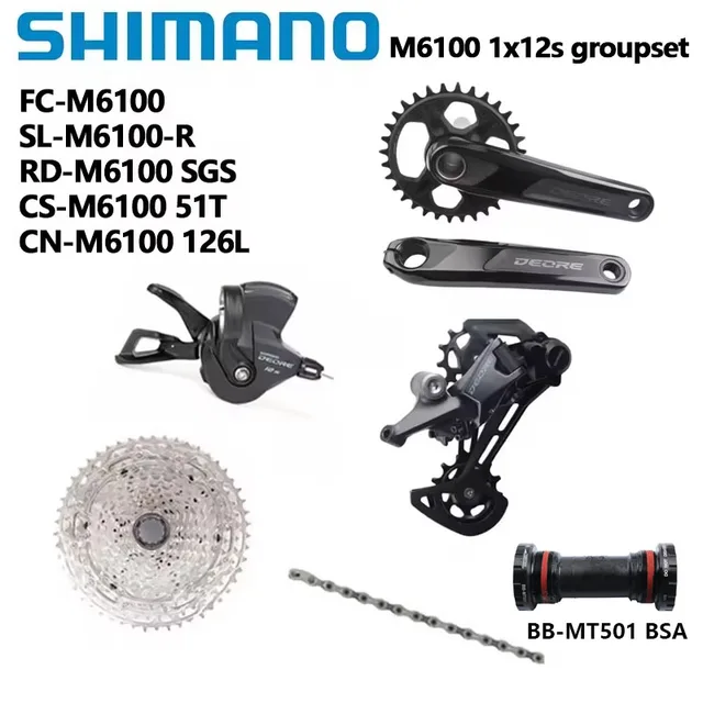 SHIMANO M6100 12s MT510 Zestaw mechanizmu korbowego M6100 Prawa dźwignia zmiany biegów Przerzutka tylna SGS 10-51T Kaseta/Sunshine 11-50T Grupa 12S