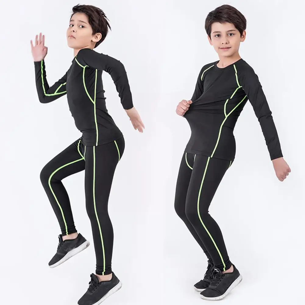 Winter Children's Sports Suit Quick Drying Thermal Underwear for Boys and Girls Basketball Football Compression Sportswear U1M9