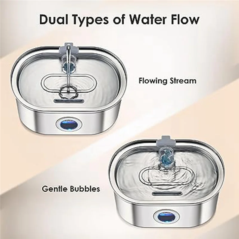 Pet Water Fountain Water Fountain Stainless Steel With Transparent Window Ultra Quiet Pet Water Feeder Easy To Use (EU Plug)-AT6