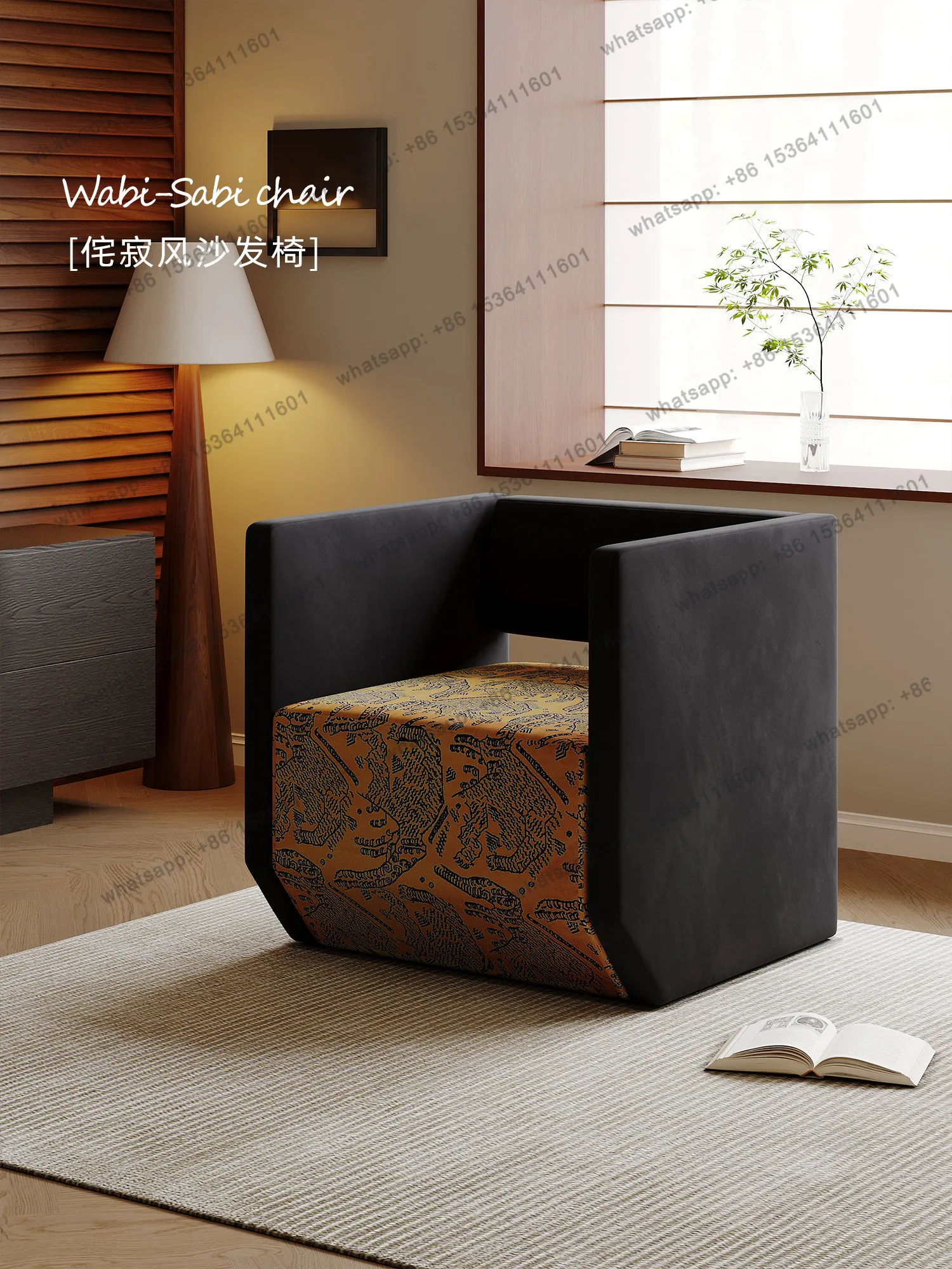 PG wabi-sabi wind leisure chair advanced sense living room single sofa fabric retro minimalist reading chair