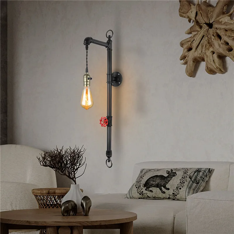 Imagem -04 - Lâmpada Estilo Nórdico Tubo de Água Luzes de Parede Home Loft Vintage Sconce com Interruptor Sala de Jantar Quarto Lâmpadas de Parede Iluminação Interior